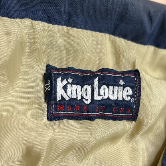 Vintage 90s King Louie Windbreaker Jacket Zip Up Tan Center Stripe Retro Utility - Picture 3 of 9